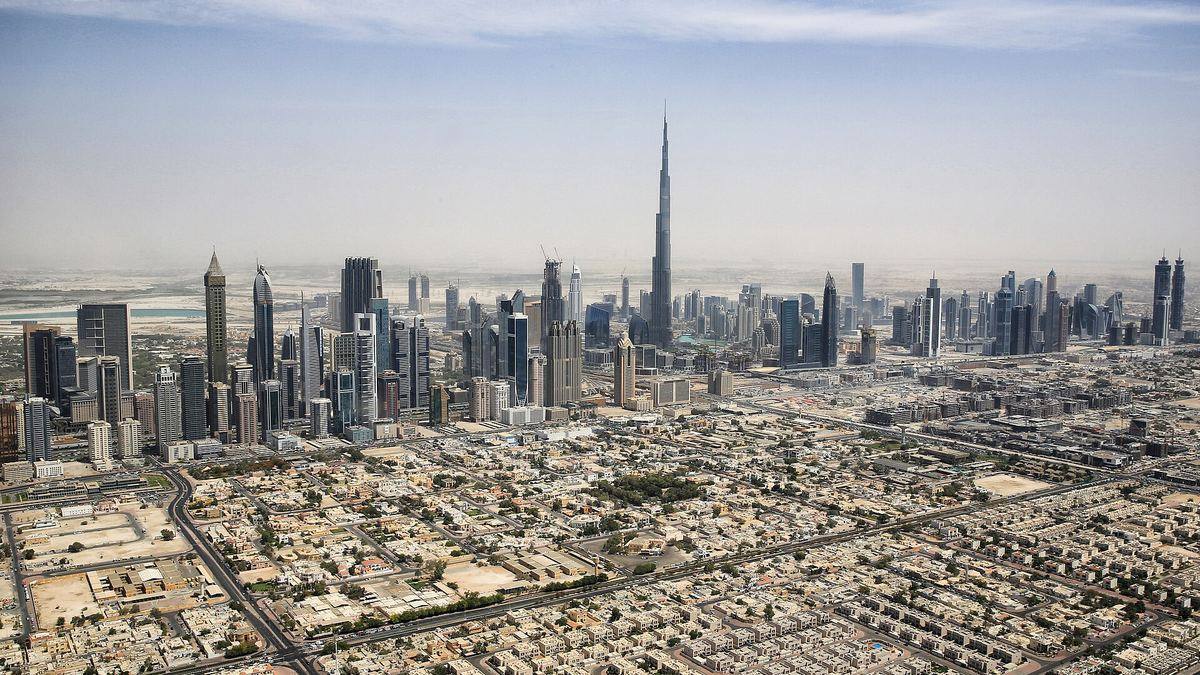 The Dubai skyline with the Burj Khalifa