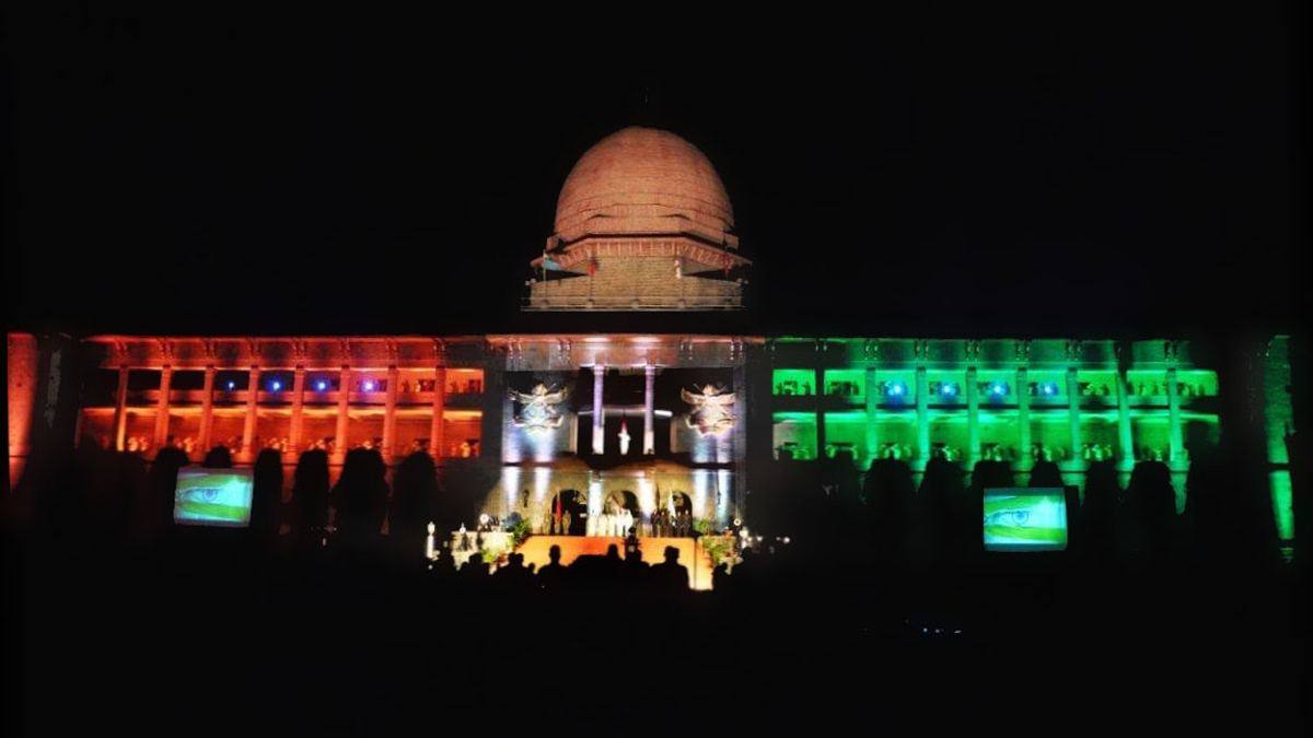 The Sudan Block of the National Defence Academy, Khadakwasla, lit up at night
