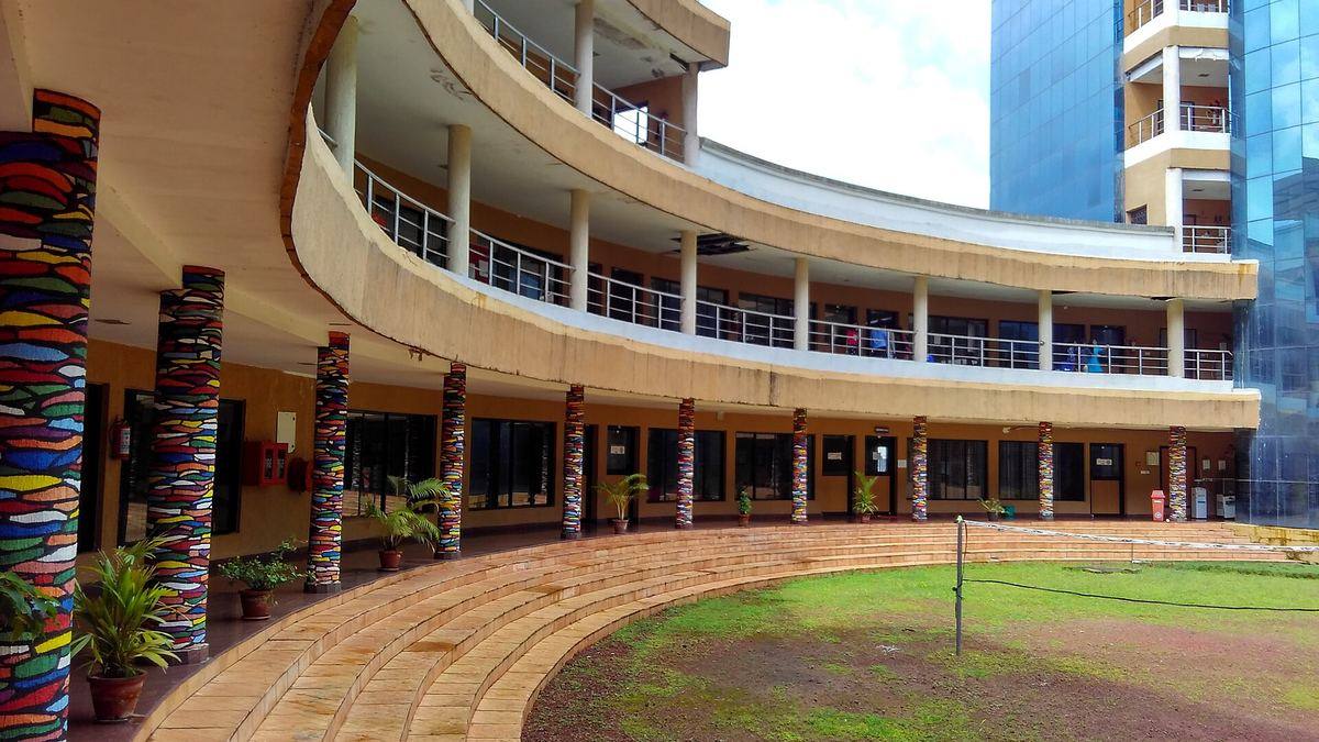 The curved corridors of the NIFT campus at Kannur