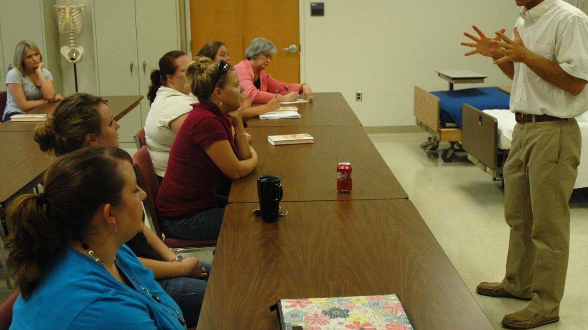 Practical nursing students in a class